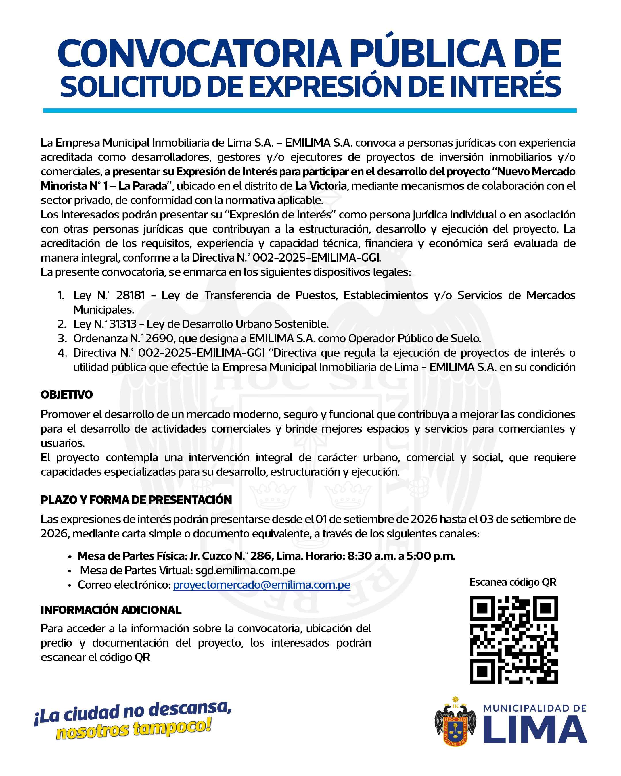 Convocatoria Pública de Expresión de Interés: Proyecto 